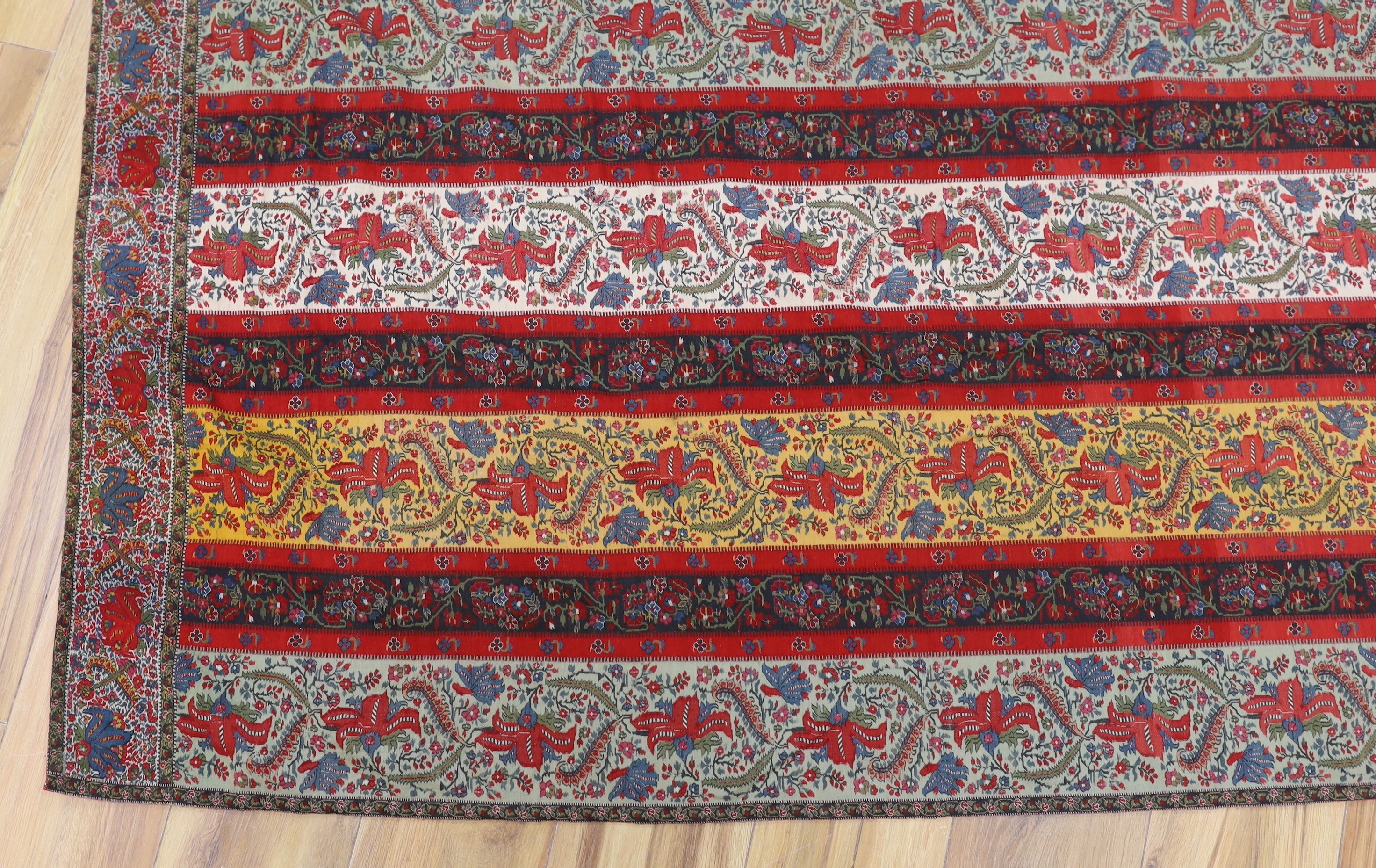 A fine Indian shawl, cut into a cloth, 19th century